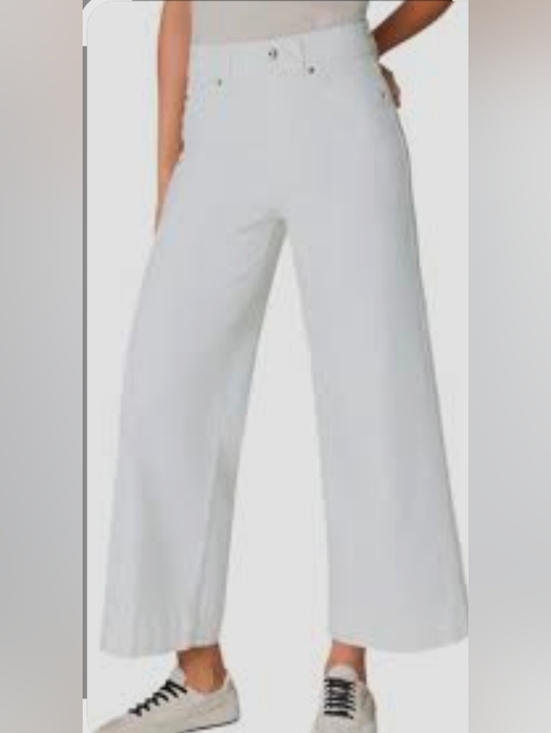 SPANX Denim - Spanx White Wide Leg High Rise Cropped Jeans, Medium